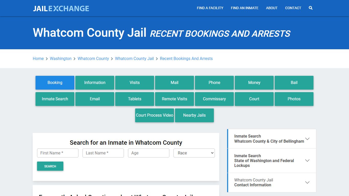 Whatcom County Jail Recent Bookings And Arrests - Jail Exchange