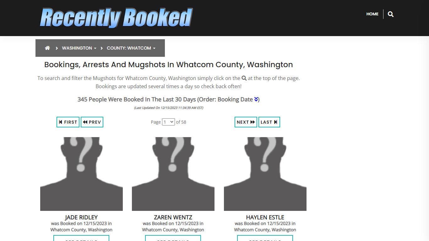 Bookings, Arrests and Mugshots in Whatcom County, Washington